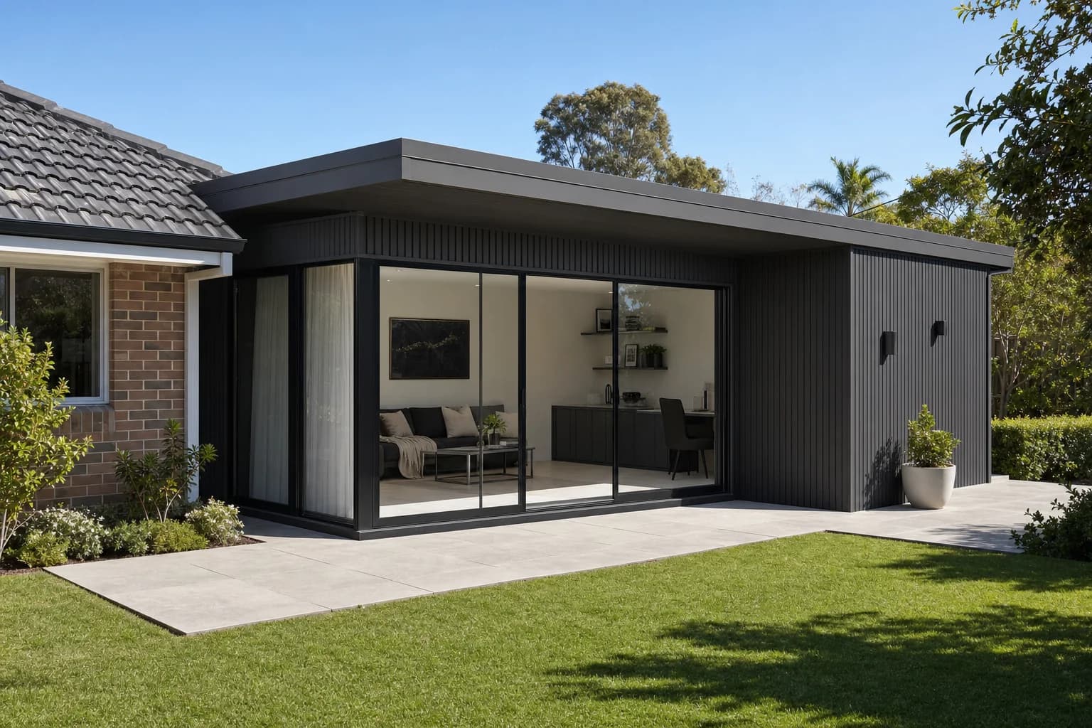 Modern studio room addition attached to a Joondalup home