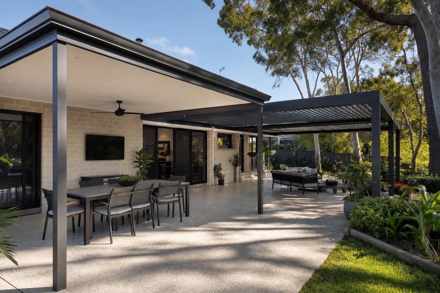 Patio and pergola on a home in Kingsley