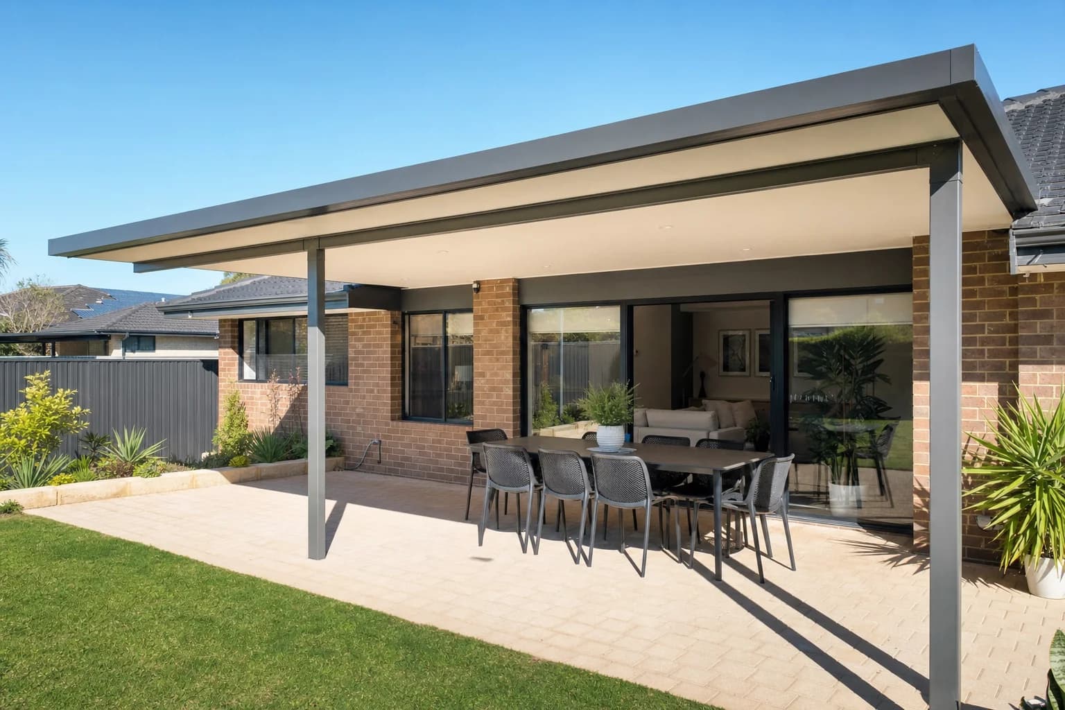 Flat roof patio attached to a renovated single-storey home in Warwick