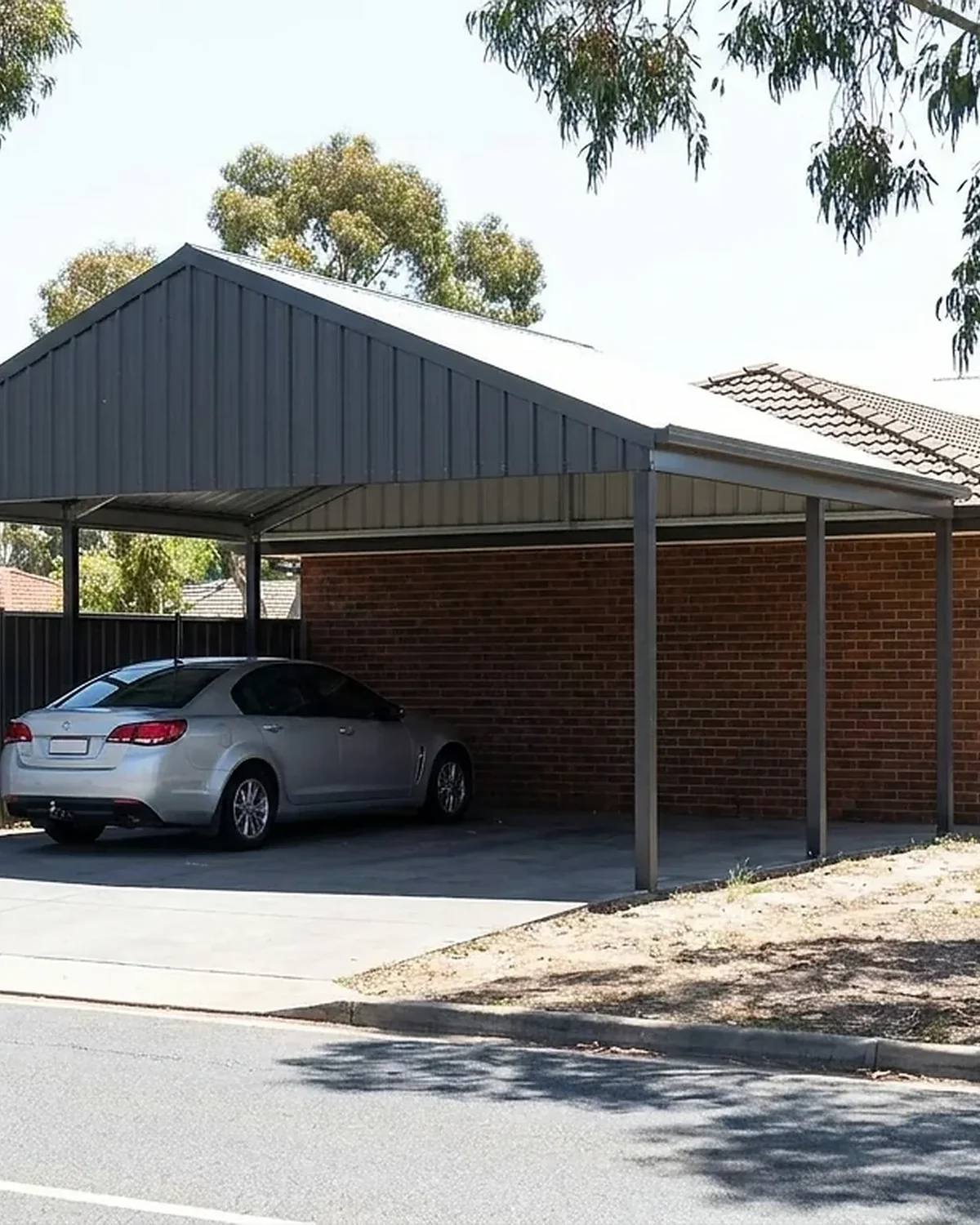 Colorbond double carport attached to a home in Joondalup