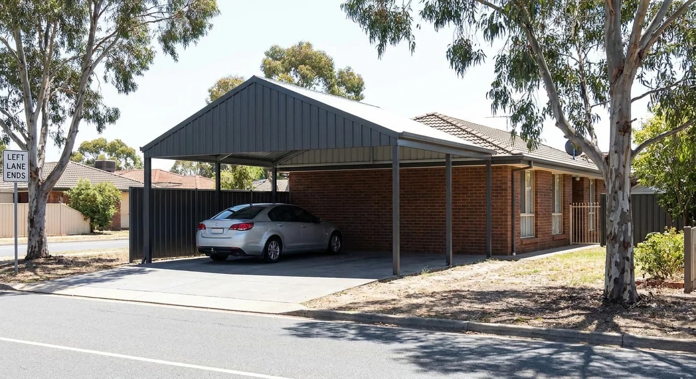 Colorbond double carport attached to a home in Joondalup